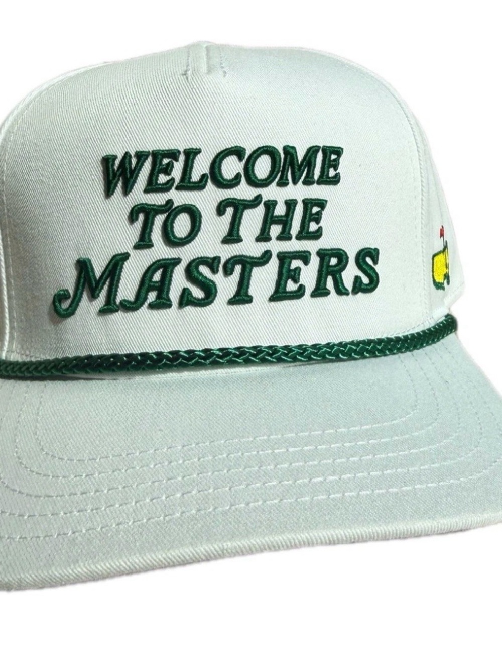 Masters White Rope Cap with Green Embroidered 'Welcome To The Masters' NWT